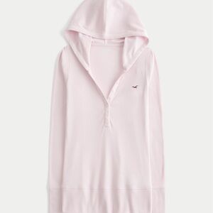 Hollister Light Pink Hooded Henley